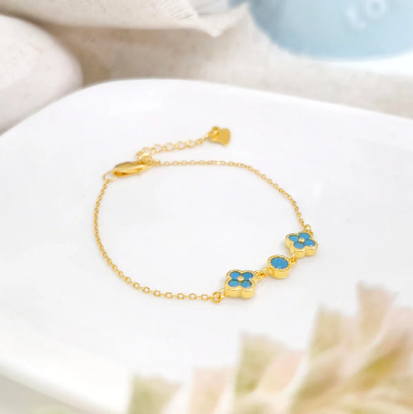 Brazalete - Flores Turquesa