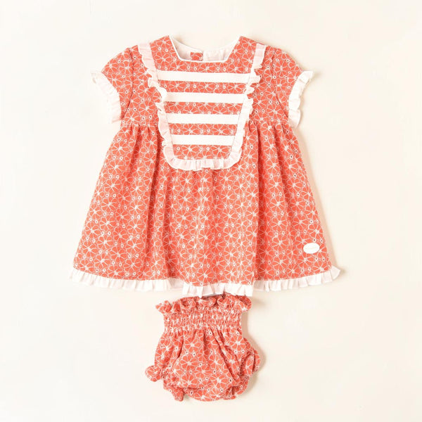 Vestido Bordado Flor - Naranja