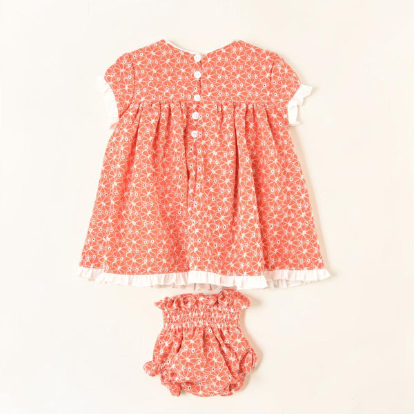 Vestido Bordado Flor - Naranja