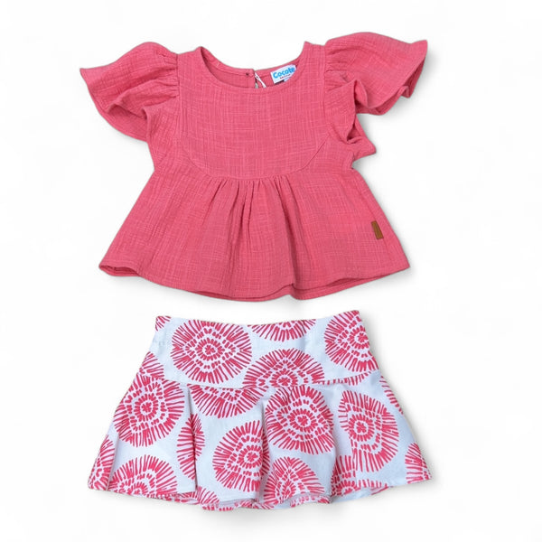 Conjunto Niña Boho Falda - Coral