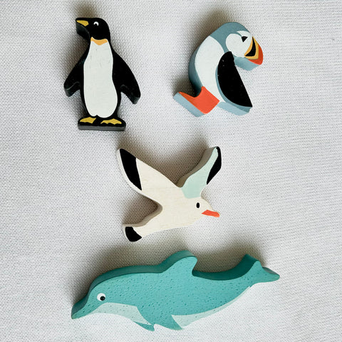 Animales del Mar - Pinguino, Delfin, Tucan y Gaviota