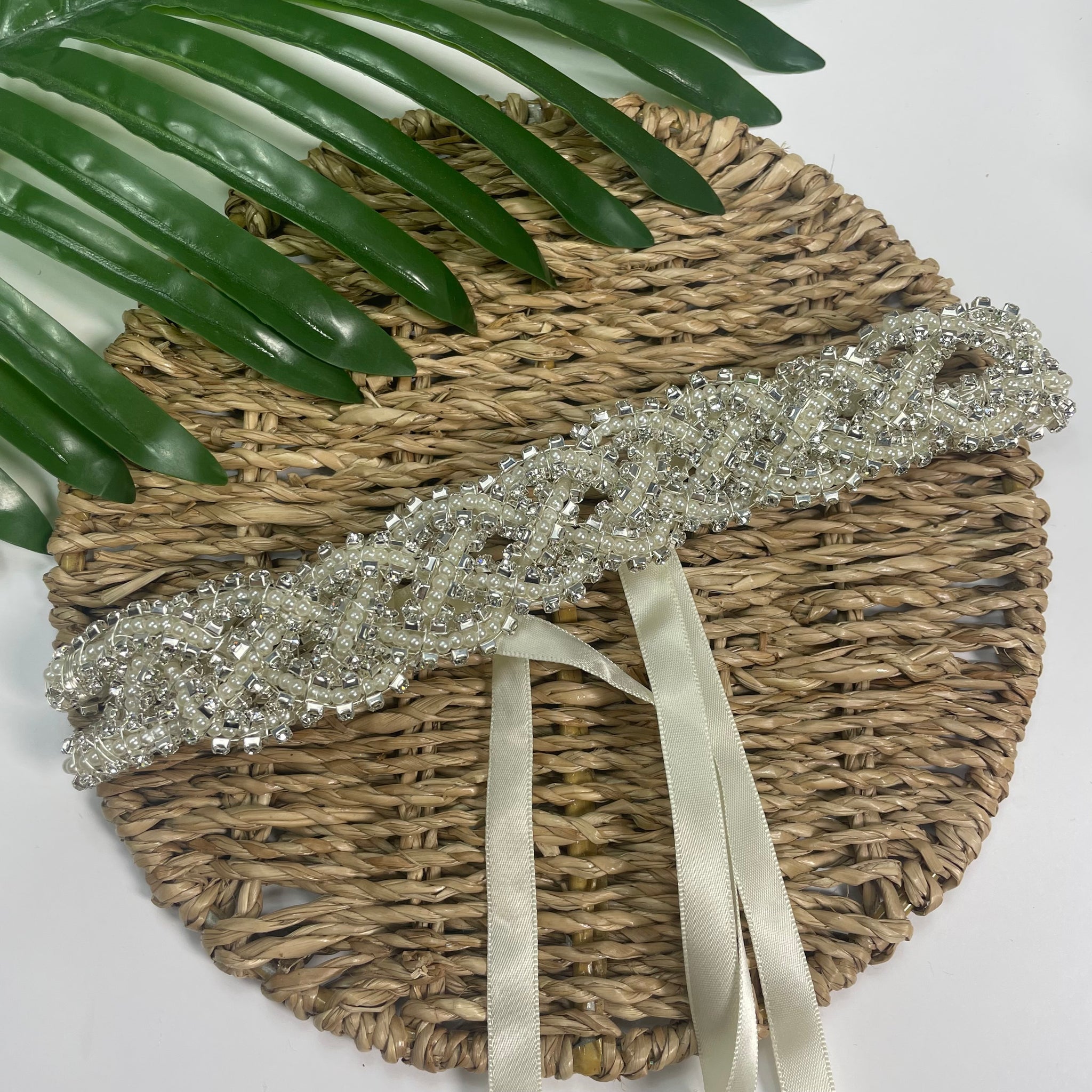 Diadema Nudo - Cristales Beige