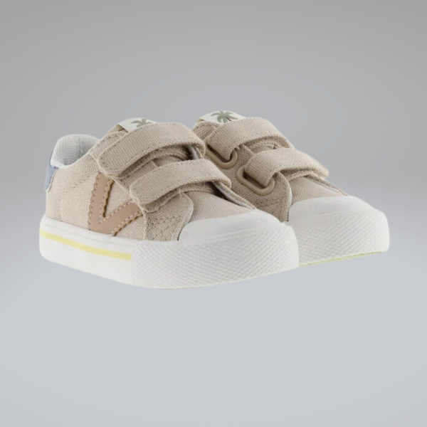 Zapatillas Doble Velcro Tiras- Beige Choco