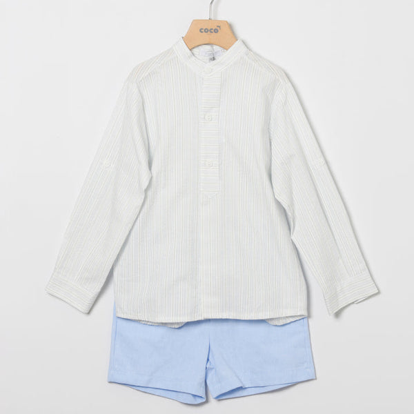 Conjunto Niño Camisa Rayas Nimes - Celeste