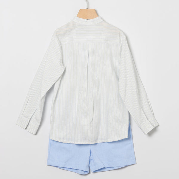 Conjunto Niño Camisa Rayas Nimes - Celeste