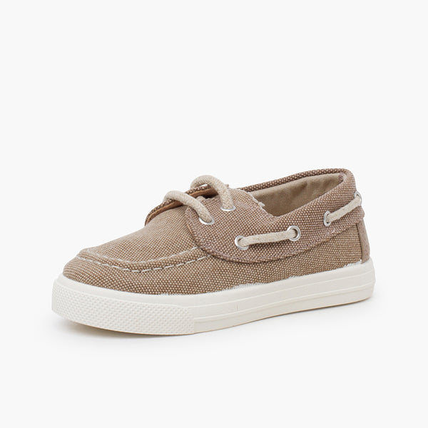 Zapatos Náuticos Lona Orgánica - Tostado
