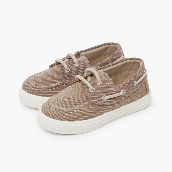 Zapatos Náuticos Lona Orgánica - Tostado