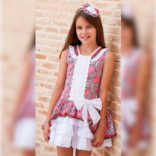 Vestido Talle Bajo Flores Coral