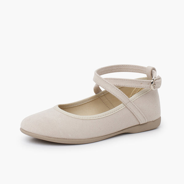 Merceditas Ante Tira Cruzada - Beige
