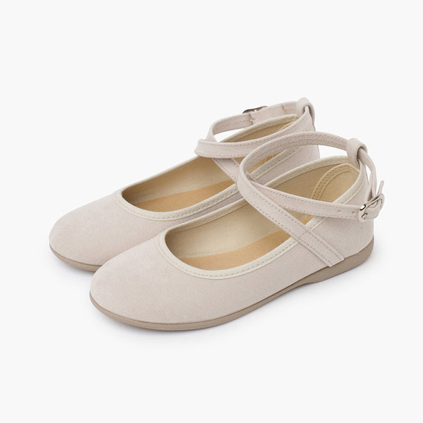 Merceditas Ante Tira Cruzada - Beige