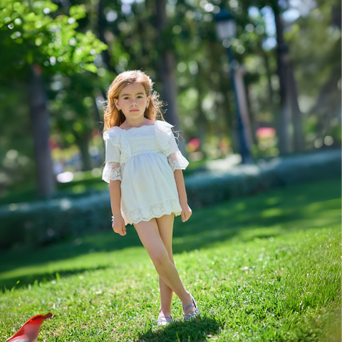 Vestido Etamine Cuadrille - Blanco