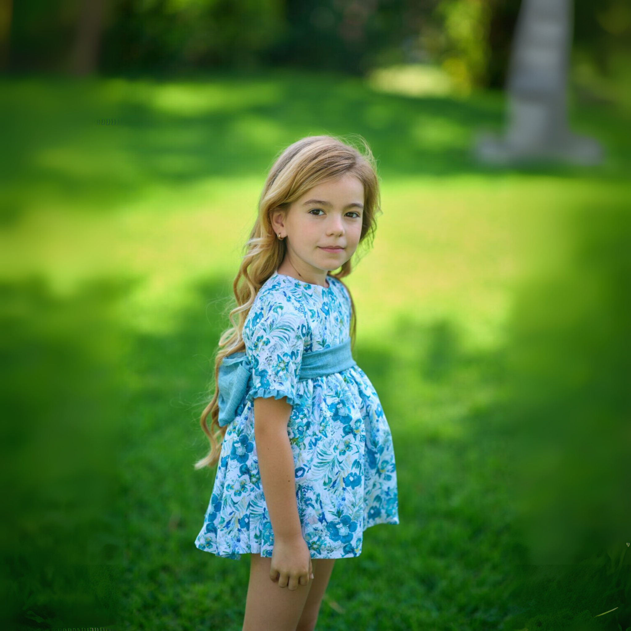 Vestido Niña Flores - Verde