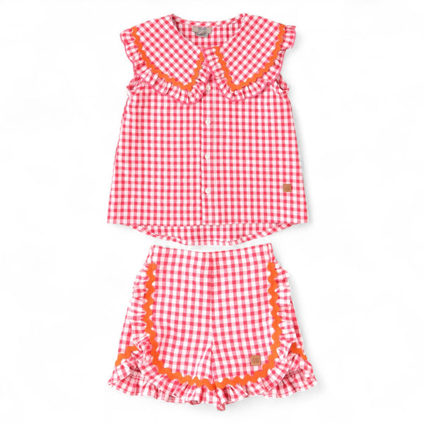 Conjunto Niña Vichy - Fresa