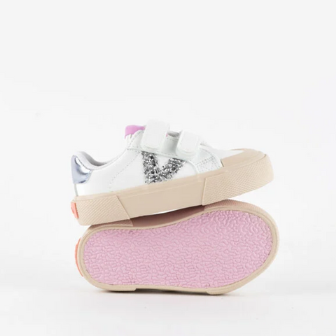 Zapatillas Doble Velcro Tribu Glitter - Plata