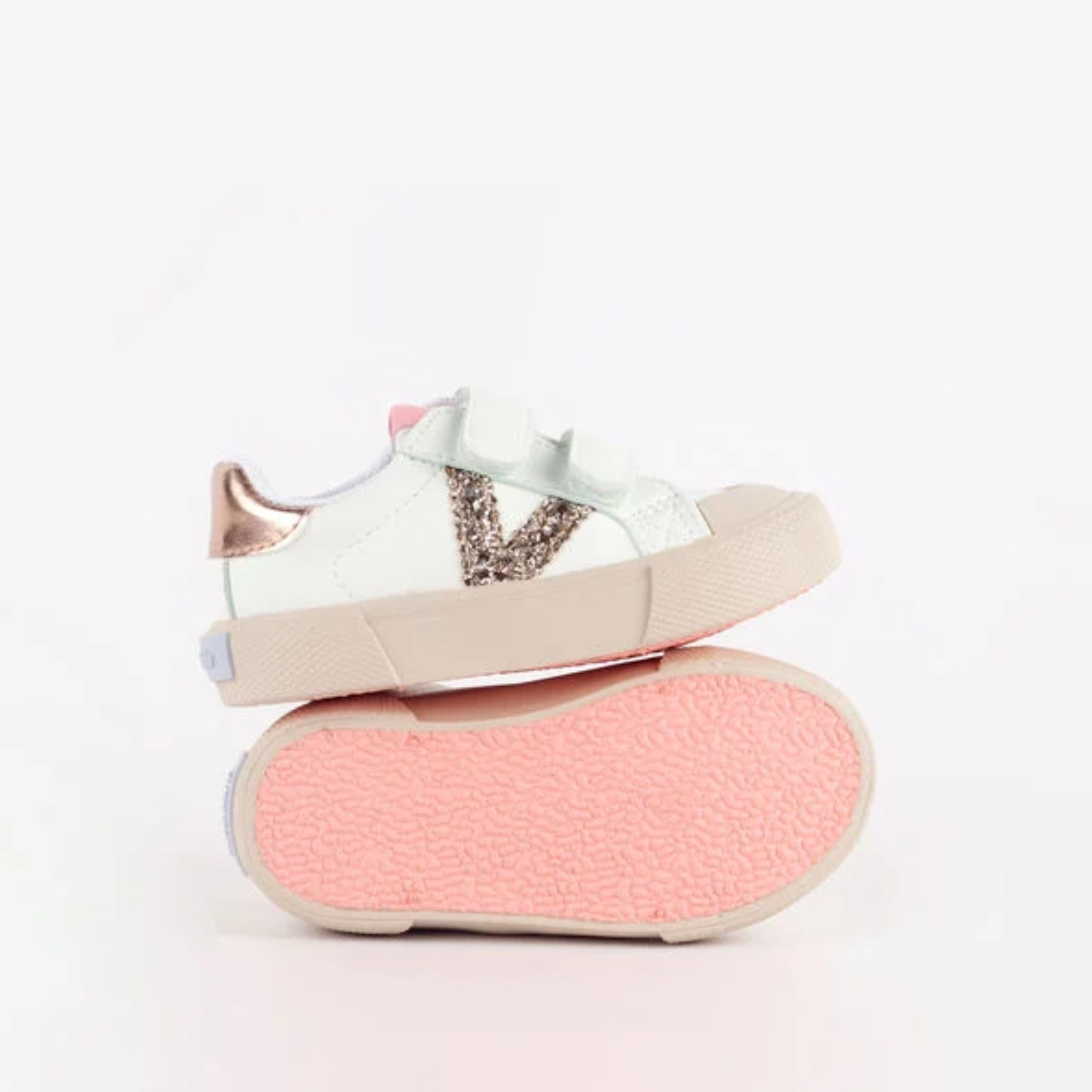 Zapatillas Doble Velcro Tribu Glitter - Rosa