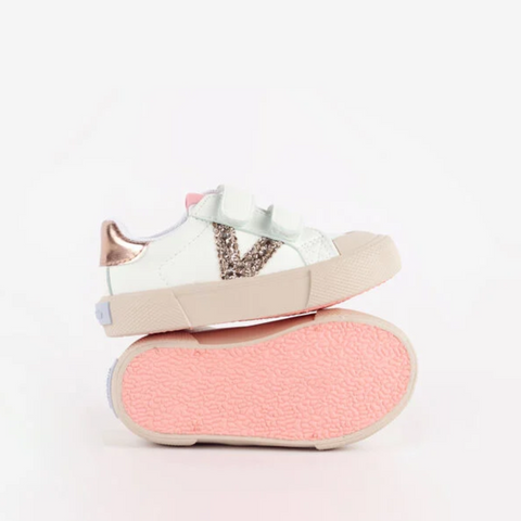 Zapatillas Doble Velcro Tribu Glitter - Rosa