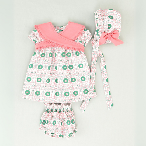 Vestido Estampado - Rosa/Verde