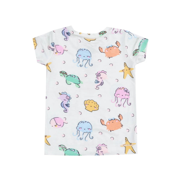 Pijama Manga Corta Criaturas Marinas - Rosado