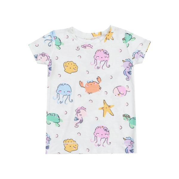 Pijama Manga Corta Criaturas Marinas - Rosado