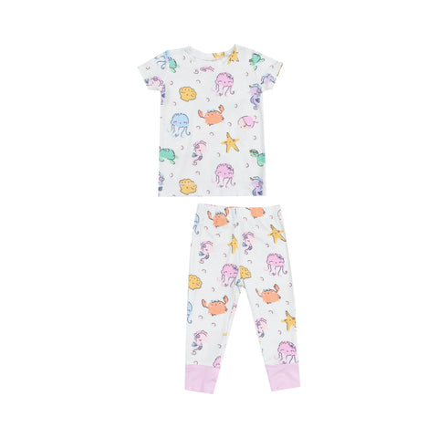 Pijama Manga Corta Criaturas Marinas - Rosado