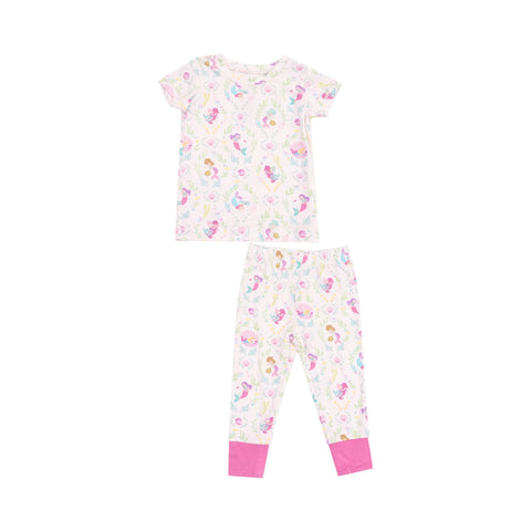 Pijama Manga Corta Sirenas - Rosado