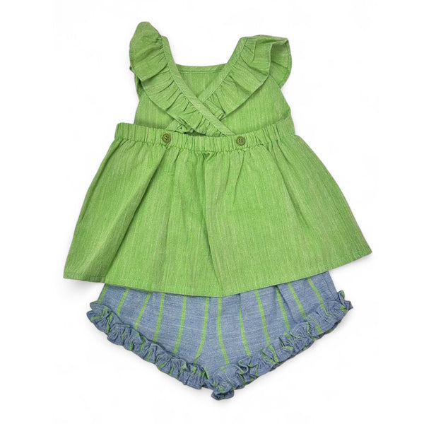 Conjunto Niña Rayas Short - Verde