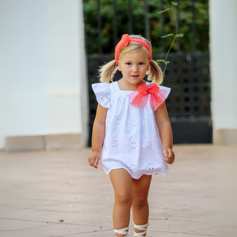 Vestido Bordado - Coral