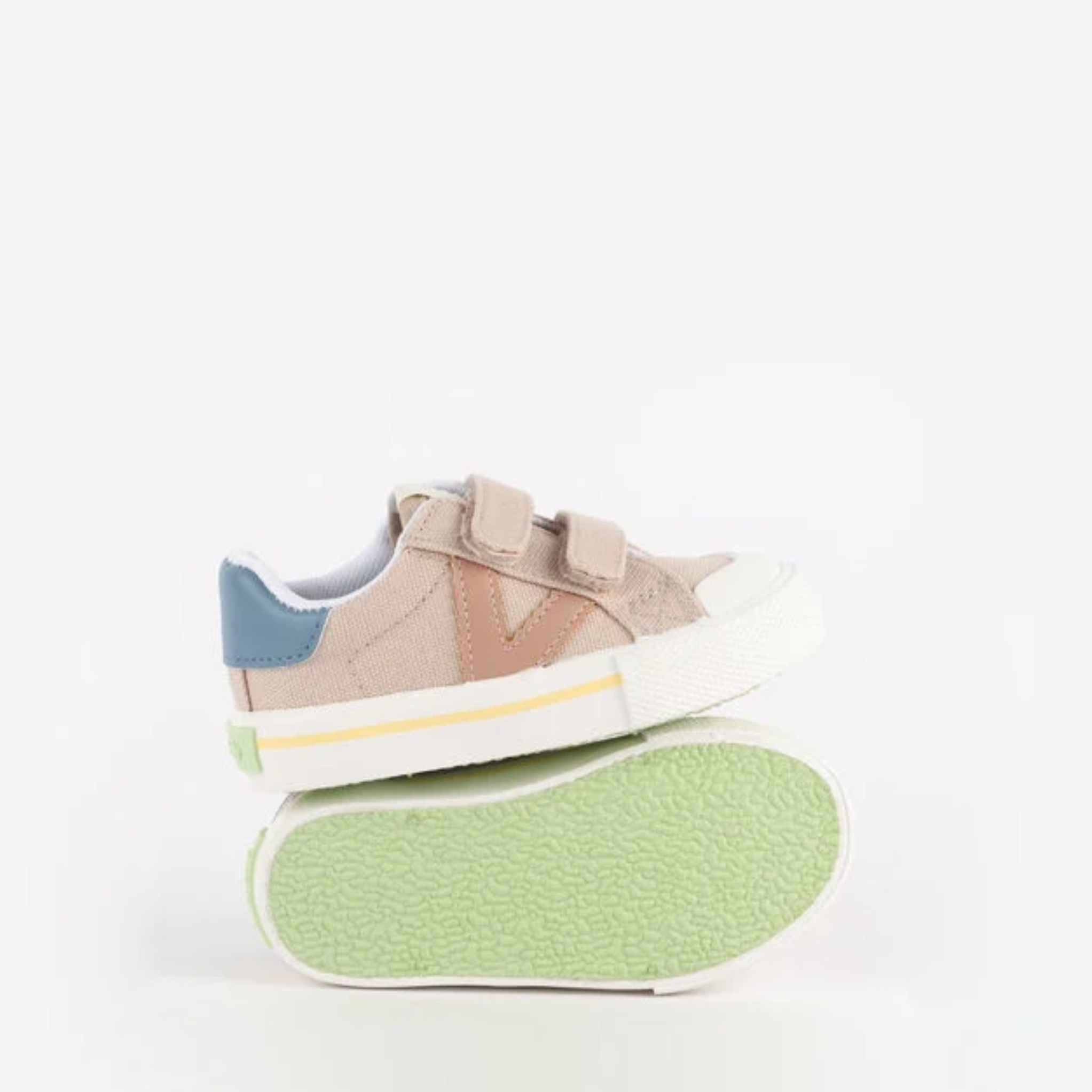 Zapatillas Doble Velcro Tiras- Beige Choco