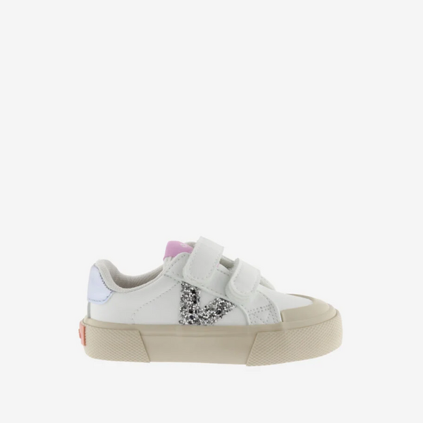 Zapatillas Doble Velcro Tribu Glitter - Plata
