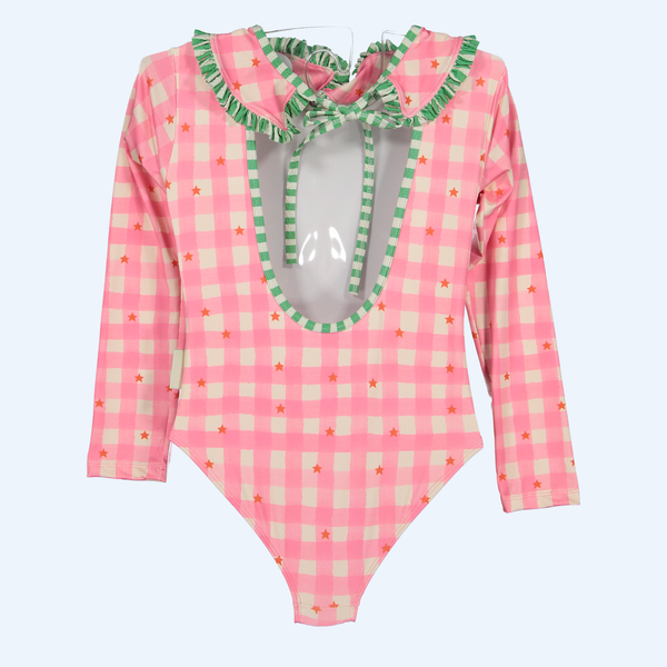Vestido de Baño Manga Larga - Estrellas Gingham