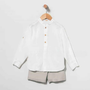 Conjunto Bermuda Lino Tostado