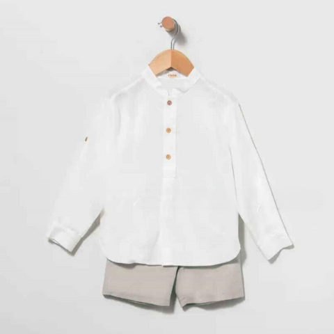 Conjunto Bermuda Lino Tostado