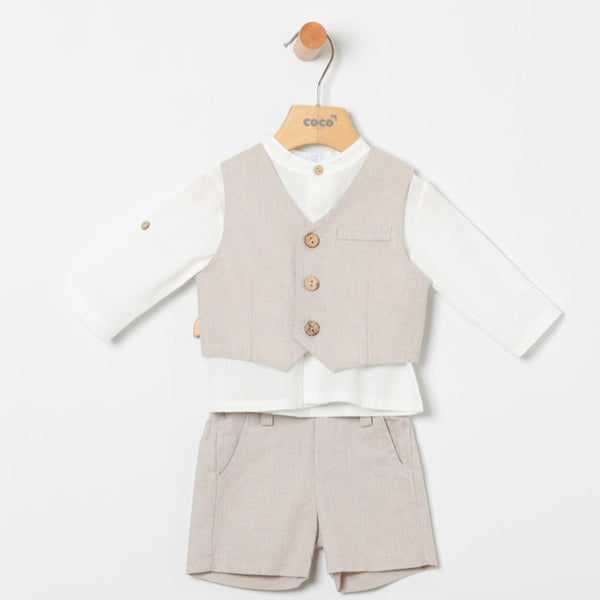 Conjunto Niño Bermuda 3 Piezas Palermo - Tostado