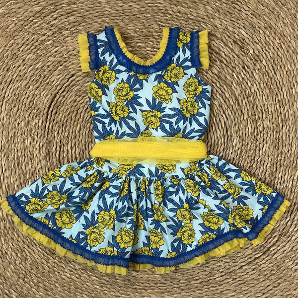 Vestido Talle Bajo Flores Amarillo