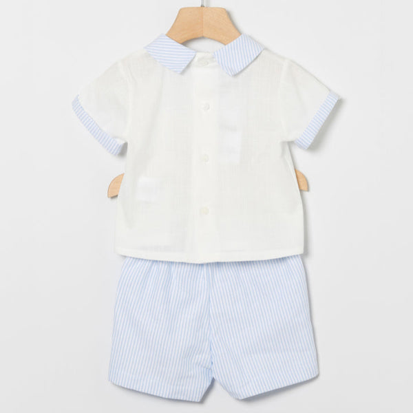 Conjunto Niño Rayas Nimes - Celeste