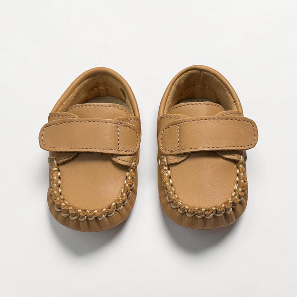 Mocasines Velcro Bebé - Camel Claro