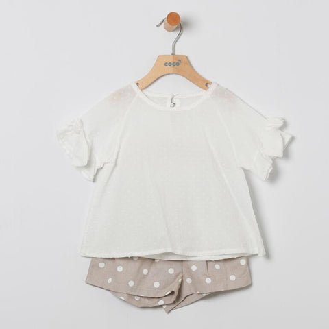 Conjunto Niña Short Topos Palermo - Tostado