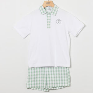 Conjunto Niño Polo Cuadros Marsella - Verde