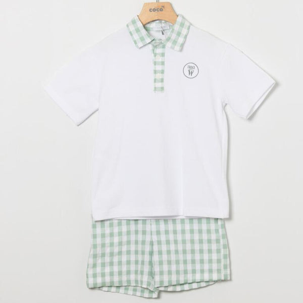 Conjunto Niño Polo Cuadros Marsella - Verde