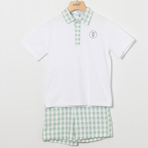 Conjunto Niño Polo Cuadros Marsella - Verde