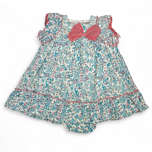 Vestido Niña Flores Turquesa