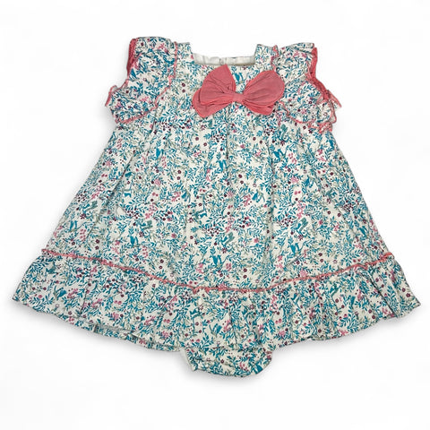 Vestido Niña Flores Turquesa