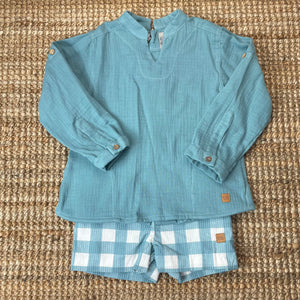 Conjunto Vichy Turquesa