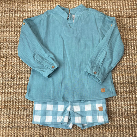 Conjunto Vichy Turquesa