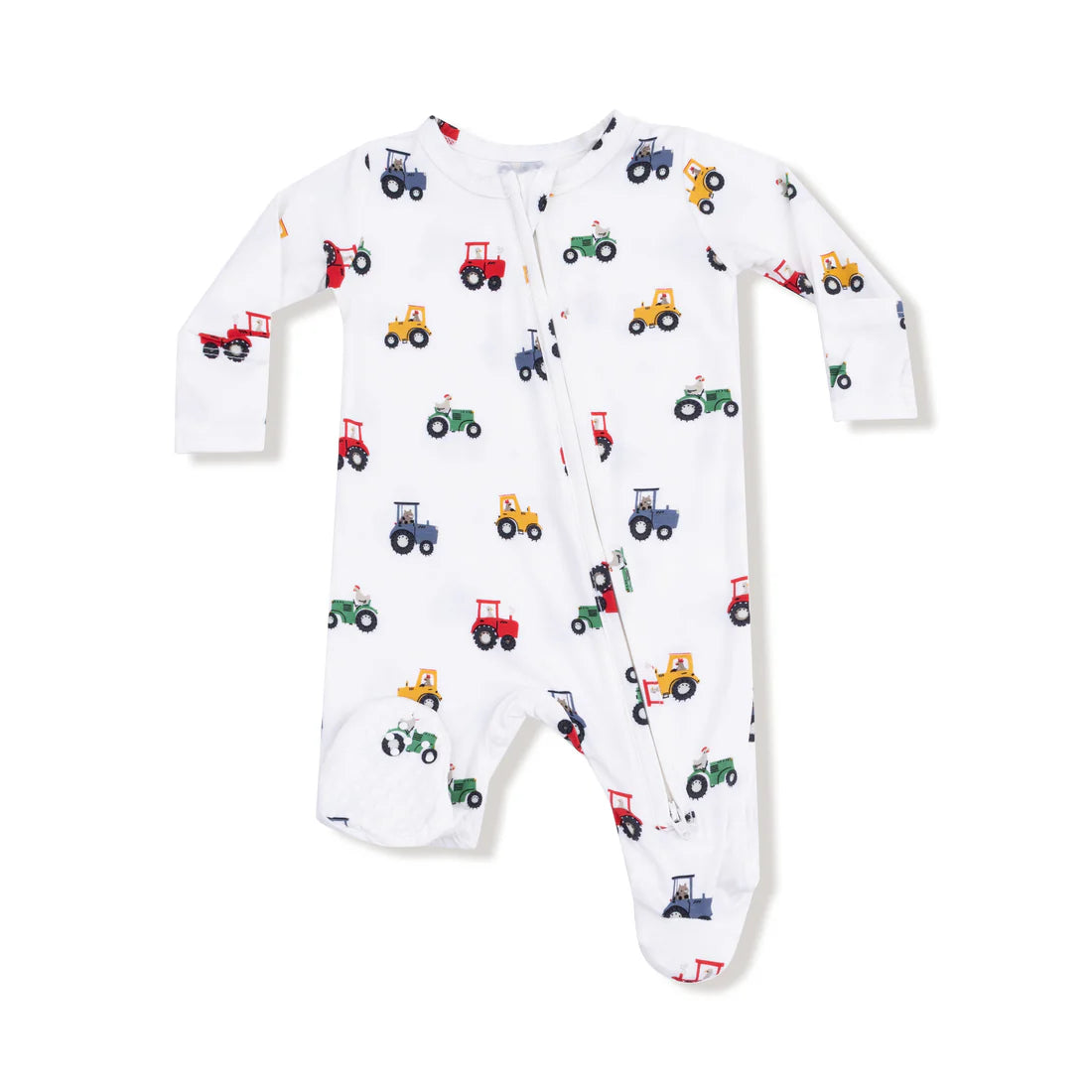 Pijama Footie Mini Tractores - Blanco