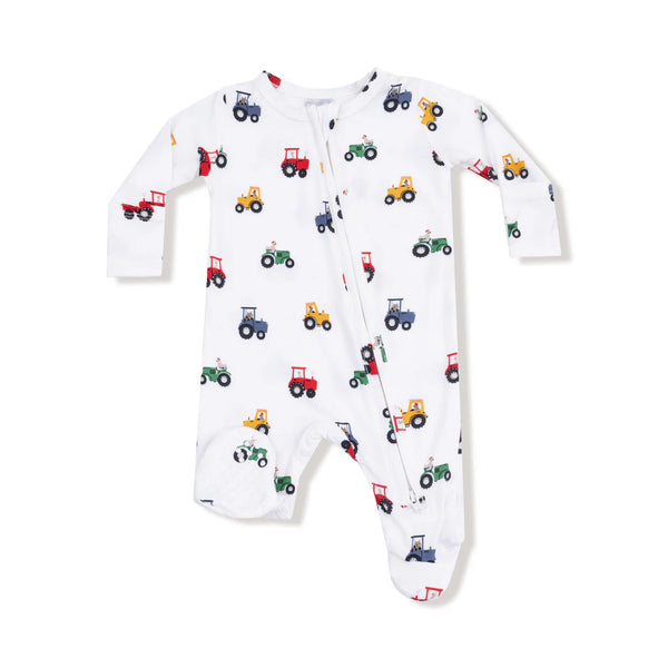 Pijama Footie Mini Tractores - Blanco