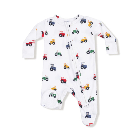 Pijama Footie Mini Tractores - Blanco