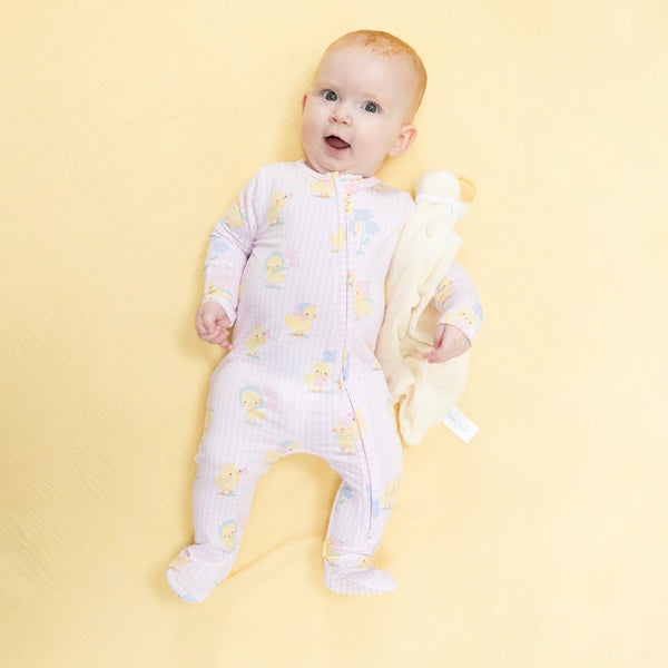 Pijama Footie Pascua - Patitos Primaverales Rosado