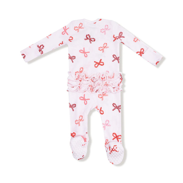 Pijama Footie Navidad Lazos Candy Cane