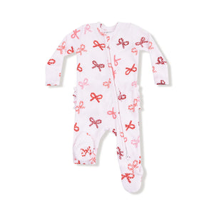 Pijama Footie Navidad Lazos Candy Cane